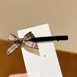 Sweet brown plaid bow hair clip, cute fabric hair barrette for women and girls daily wear.