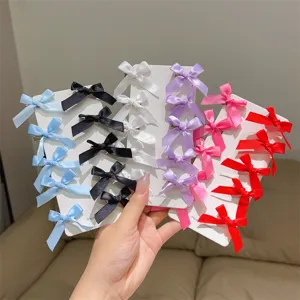 Sweet Satin Bowknot Hair Clips Cute Mini Ribbon Hair Barrettes Sweet Hair Styling Accessories For Women Girls