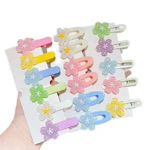 Cute summer jelly color flower hair clips duckbill clips sweet girl hair accessories