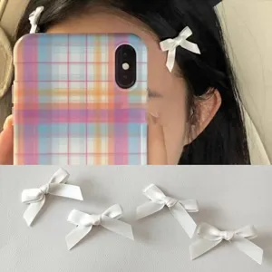 Sweet white ribbon bow hair clip ballet core side hairpin for women daily cute hair styling details