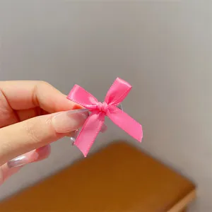 Cute pink ribbon bow hair clip sweet girl side hairpin mini hair accessory for styling