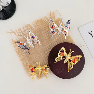 Pince à Cheveux Papillon Mobile en Alliage Métal Clip Latéral Accessoires de Coiffure Décoratifs pour Femmes et Filles Bijoux de Cheveux