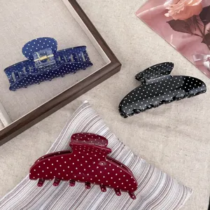 Retro polkadot acetaat haarklem, elegante grote haaienklem voor dames haarstyling dagelijks.
