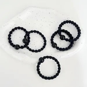 Minimalistικό Ελαστικό Λάστιχο Μαλλιών από Nylon Γυναικείο Μαύρο Σχοινί Μαλλιών με Χάντρες Καθημερινά Αξεσουάρ