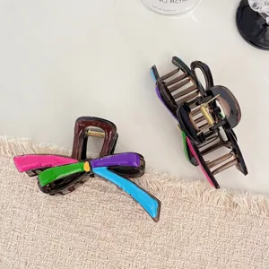 Pince à cheveux nœud coloré d'été pour femmes, accessoires de coiffure mignons et élégants pour tous.
