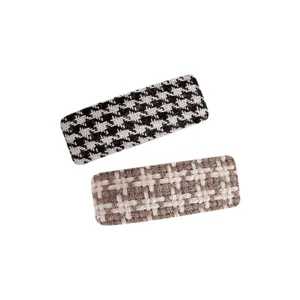 Classic houndstooth snap hair clips set, autumn and winter fashion hair accessories for women.