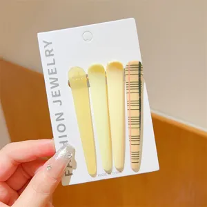 Koreaanse stijl ruitjes eendebek haarspelden set voor vrouwen elegante haaraccessoires.