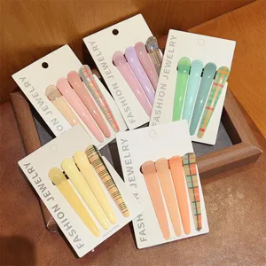 Koreaanse geruite eendebek haarspelden schattige zijkant clips haaraccessoires voor vrouwen