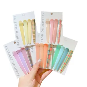 Leuke Koreaanse ruit en effen eendebek haarspelden, stijlvolle haaraccessoires voor vrouwen.