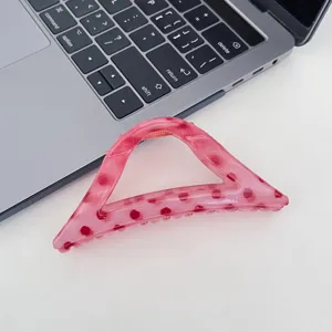 Pince à cheveux en acétate rose, accessoire de coiffure triangle géométrique pour femme.