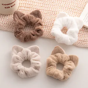 Estilo Coreano Lindo Orejas de Gato Peluche Coleteros Suaves Esponjosos Cuerdas de Pelo Versátil Dulce Accesorios de Cabello para Mujeres Estilo Diario
