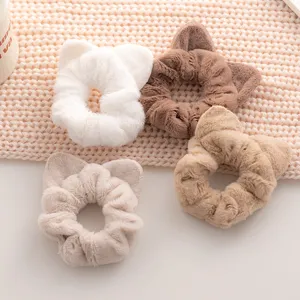 Set de coleteros de pelo de felpa con orejas de gato coreanos lindos para mujeres
