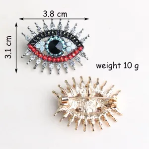 Spilla con strass di cristallo malocchio moda badge in metallo gioiello 3.8x3.1cm