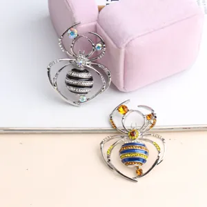 Halloween Spinne Brosche Legierung Emaille Strass Tier Revers Nadel Für Anzug Persönlichkeit Mode Schmuck Unisex Geschenk