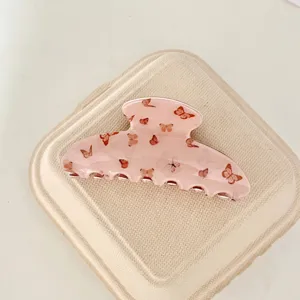 Schattige roze vlinder haarklem voor vrouwen, esthetische grote haargrijper voor dagelijks gebruik.