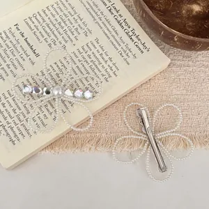 Pinza de pelo mariposa flor perla diamantes de imitación vintage horquilla lateral francesa mujer