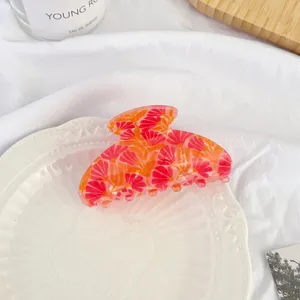 Pince à cheveux acétate rose orange fleurs été élégante barrette accessoire coiffure