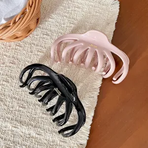 Pinces à cheveux poulpe de style français en rose et noir, pinces élégantes pour femmes.