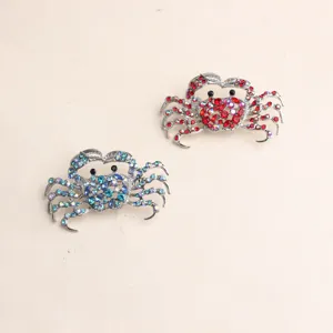 Creative Alloy Rhinestone Crab Brooch For Women Men Animal Pattern Sparkling Drip Oil Pin Fashion Clothing Accessories Jewelry Gift