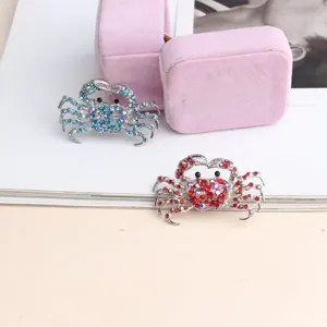 Creative rhinestone crab brooch alloy shiny crystal animal pin fashion women clothing accessories