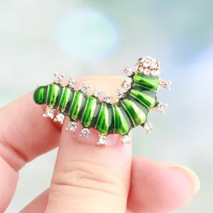 Creatieve Zinklegering Strass Rups Brosche Geëmailleerd Insect Dier Kleding Decoratie Spelden Voor Unisex Mode Sieraden Accessoires