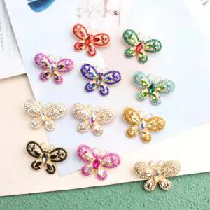 Metal rhinestone butterfly nail art charms 3d luxury crystal manicure decor pieces