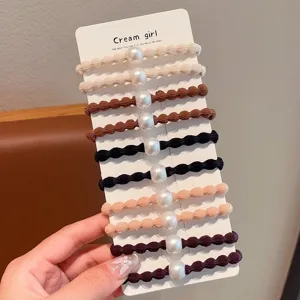 Minimalistische elegante paarlemoer haarelastiek voor vrouwen, hoge elasticiteit en duurzaam.
