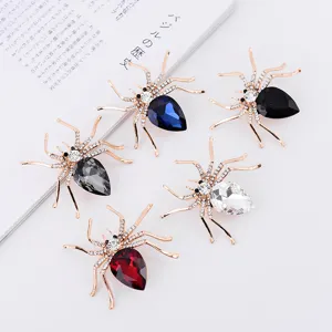 Mode Zinklegering Strass Spin Brosche Europese Stijl Kristal Insect Speld Cadeau Voor Mannen Vrouwen Kleding Sieraden