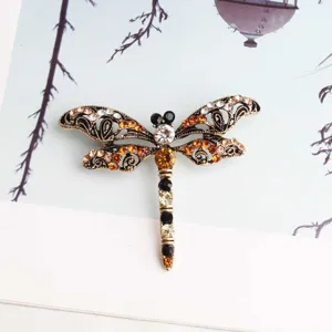 Vintage kristallen libel broche speld voor vrouwen, elegante strass insecten pak accessoires