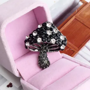 Strass paddestoel broche kristal legering speld mode jas kleding accessoires elegante sieraden