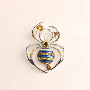 Modische Halloween Legierung Strass Spinne Brosche elegante Anzug Reversnadel Modeschmuck