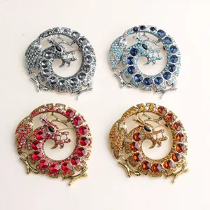 Vintage Zinklegierung Emaille Drache Brosche Strass Eingelegt Tierform Reversnadel Für Anzug Mantel Herren Damen Schmuck