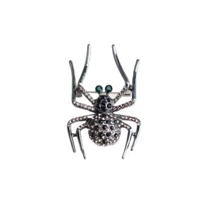 Unique broche araignee en strass noir alliage tendance epingle punk pour accessoires vetement