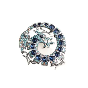 Antike silberne blaue Strass Drachen Brosche Nadel für Anzug Mantel Kleidung Zubehör