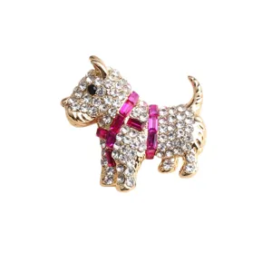 Süße schottische Terrier Hund Brosche, glitzernde Strasssteine und rosa Kristall Mode Schmuck.
