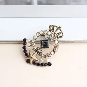 Vintage crystal crown brooch pin baroque rhinestone sweater coat accessory for women chic style.