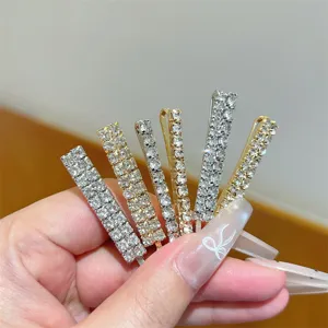 Sparkling rhinestone hair clips set, elegant metal bobby pins for women and girls daily styling.