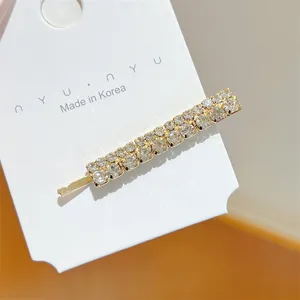 Double row rhinestone hairpin side clip elegant sparkling hair accessory for women styling