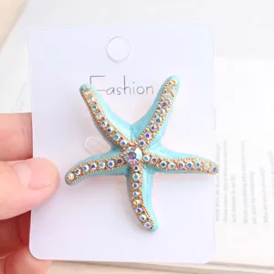 Starfish rhinestone stud earrings trendy ocean style beach vacation jewelry for women