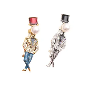 Élégante broche épingle perle strass gentleman mode accessoires de costume pour femmes bijoux