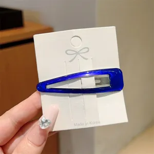 Blue drop oil hollow oval hair clip minimalist side clip fashion sweet hair styling accessory