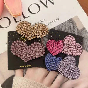 Children rhinestone heart hair clip shiny crystal side bangs pin cute sparkling hair accessories