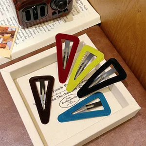 Velvet triangle hair clips retro side clips cute hairpin for women and girls set of five