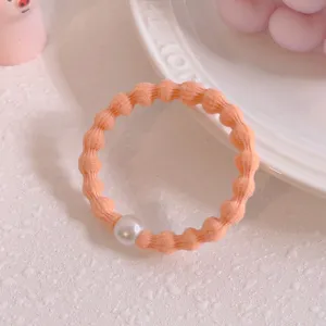 Orange bean hair tie with pearl, high elasticity elastic rope for daily styling and ponytail.