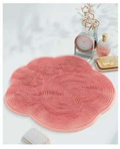 Silicone foot scrubber mat for shower, paw-shaped shower foot massager with suction cups for bathroom.