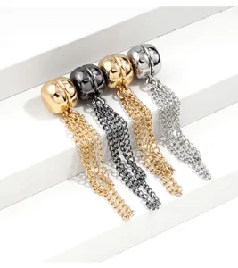 Metal magnetic pants hem cincher clips with hanging chains, strong magnetic decorative buttons.