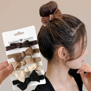 Set van 5 elastische strik haarrekkers voor paardenstaarten en knotjes haaraccessoires.