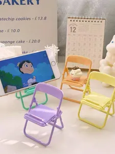 Cute miniature folding chair phone holder macaron color portable creative desktop stand for desk