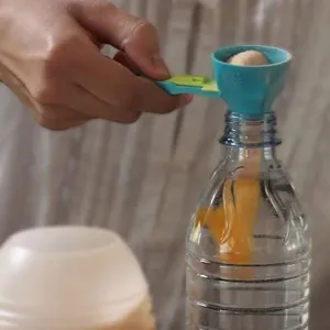 Creative measuring funnel scoop detail view, handy protein powder dispenser tool for bottles.