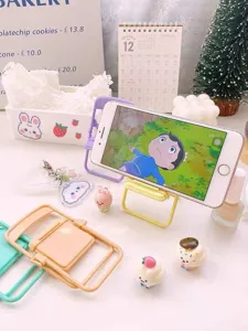 Cute folding chair phone stand desktop macaron portable lazy bracket creative desk accessory